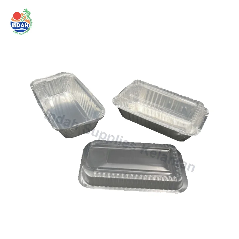 Aluminium Foil Tray Rectangle with Clear Lid 5 Sets 4573-P — Indah Plastic Trading Kelantan