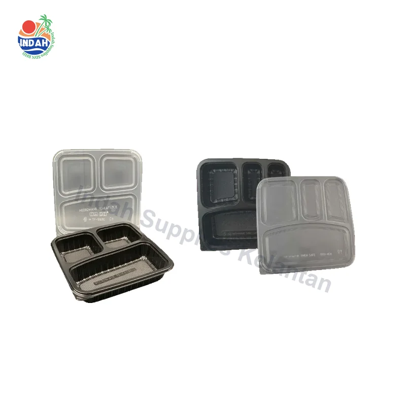 Bekas Bento Bersekat BENXON BTB-3CN BTB-4CN (50pcs) Hitam Lunch Box