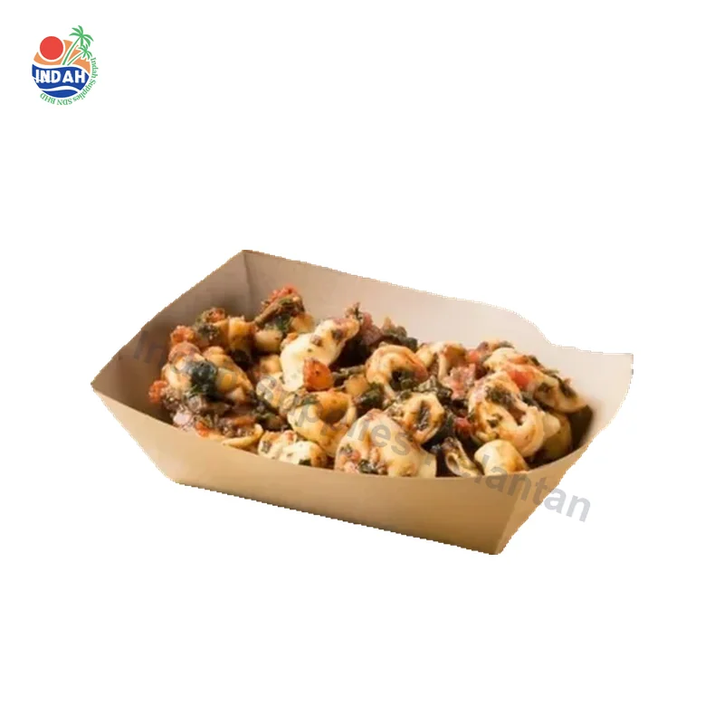 Bekas Kertas Pakai Buang Brown 50pcs Boat Tray