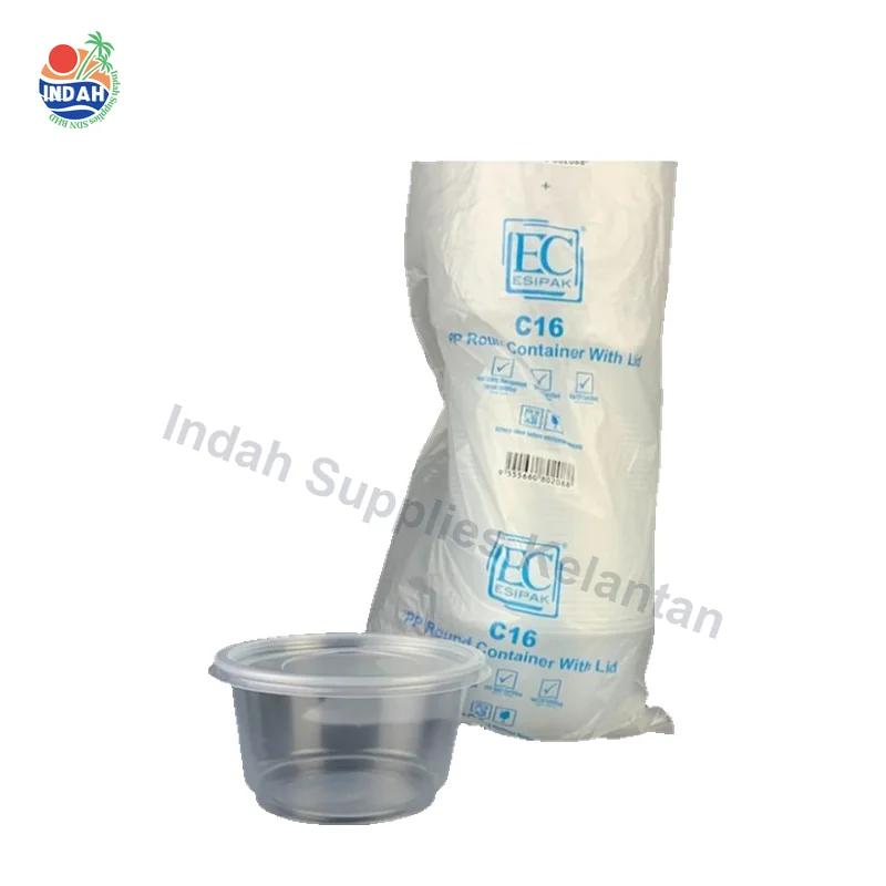Bekas Makanan Plastik PP Bulat 16oz 450ml - 50 Set — Indah Plastic Trading Kelantan