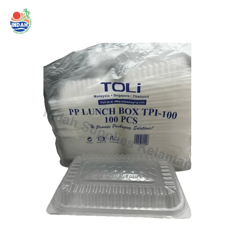 Bekas Nasi Lunch Box Disposable PP Food Box Catering — Indah Plastic Trading Kelantan