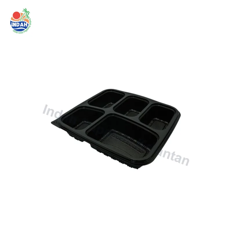 Kotak Makanan BENXON BTB-5CN (5 petak, hitam) — Indah Plastic Trading Kelantan
