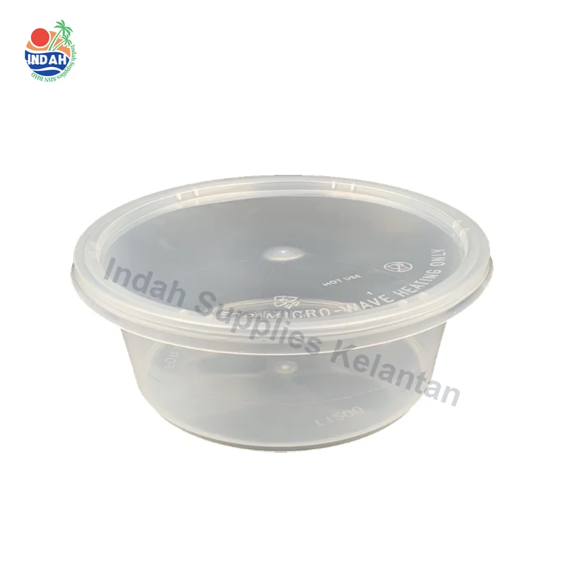 CBWARE R1200 T1200 Bekas Bulat Plastik PP 1000ml dengan Penutup 50pcs