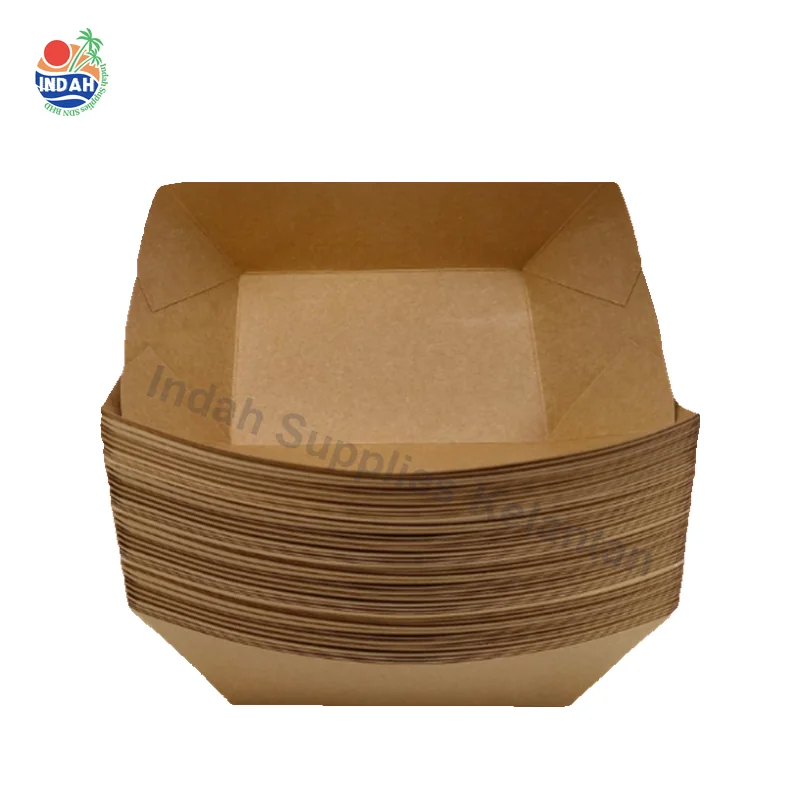 Disposable Paper Food Tray Brown 50pcs
