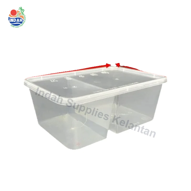 Felton FR1000 / FR750 Kotak Makan Segi Empat 2 Petak Dengan Penutup - 5PCS — Indah Plastic Trading Kelantan