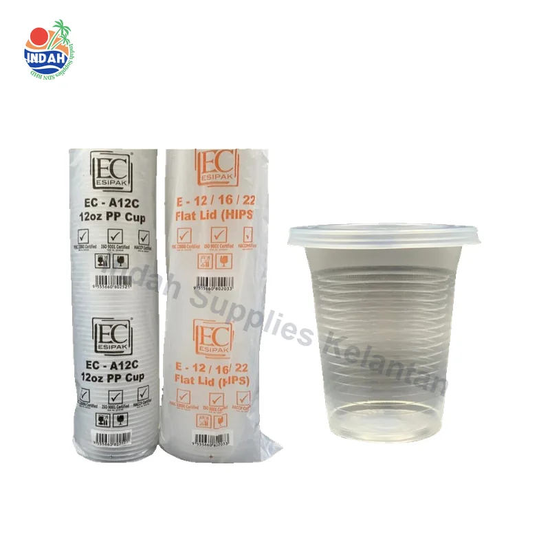 Gelas Plastik PP 12oz 16oz 22oz + Flat Lid — Indah Plastic Trading Kelantan
