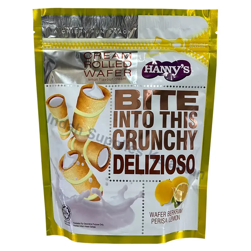 Hanny's Wafer Gulung Krim Perisa Lemon 120g — Indah Plastic Trading Kelantan