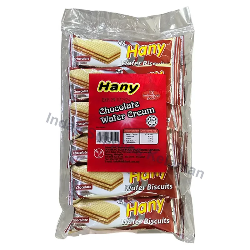 Hany Biskut Wafer Perisa Coklat 8g x 12's — Indah Plastic Trading Kelantan
