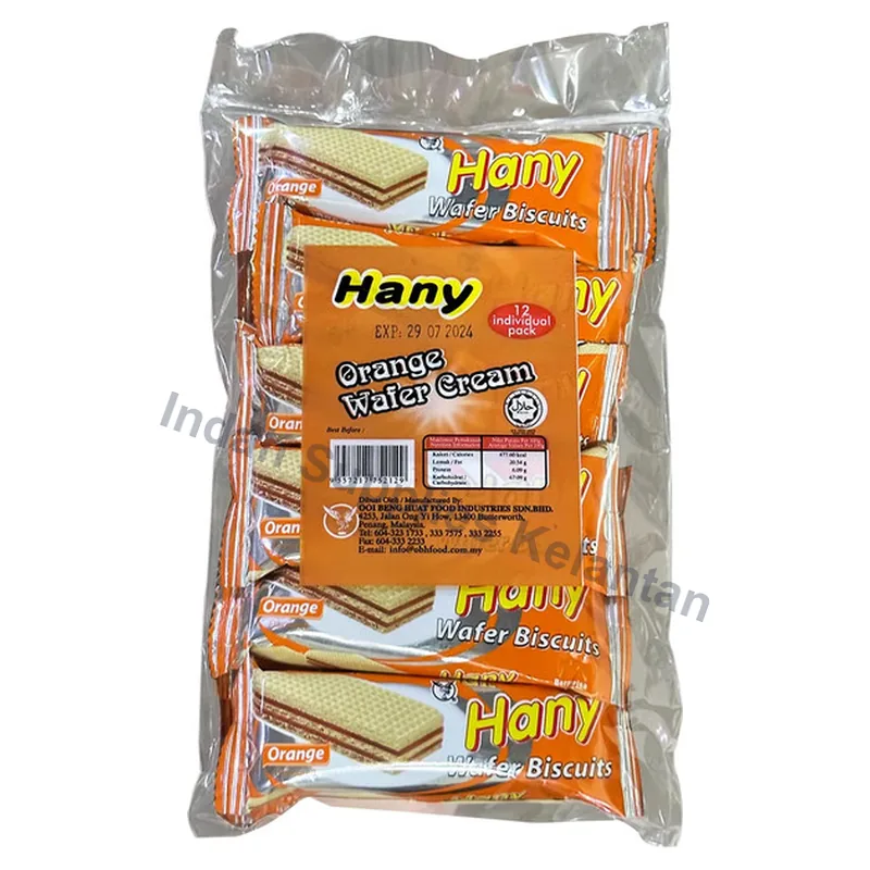 Hany Biskut Wafer Perisa Oren 8g x 12's — Indah Plastic Trading Kelantan