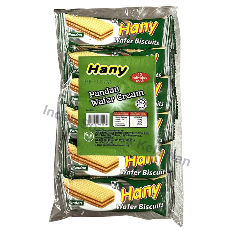 Hany Biskut Wafer Perisa Pandan 8g x 12's — Indah Plastic Trading Kelantan
