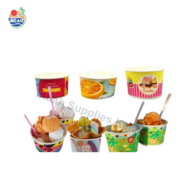 IceCream Paper Bowl 160cc 260cc 390cc Cup Kertas Aiskrim Disposable Tiada Penutup