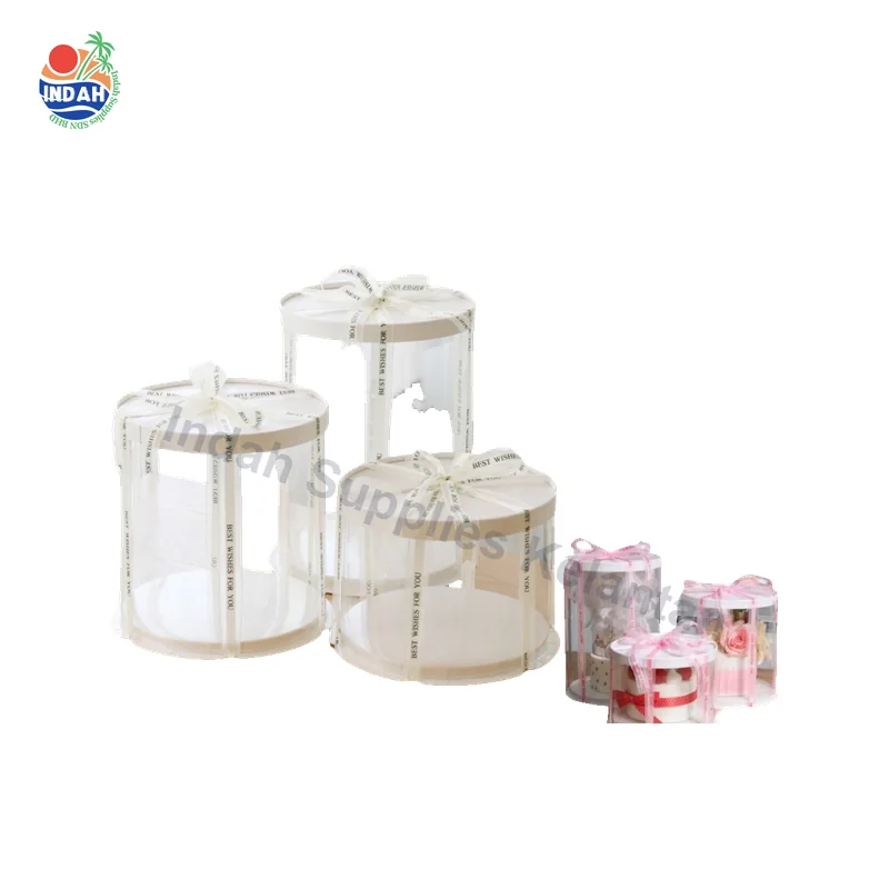 Kotak Kek Bulat Transparent 8/10 Inch Tanpa Ribbon