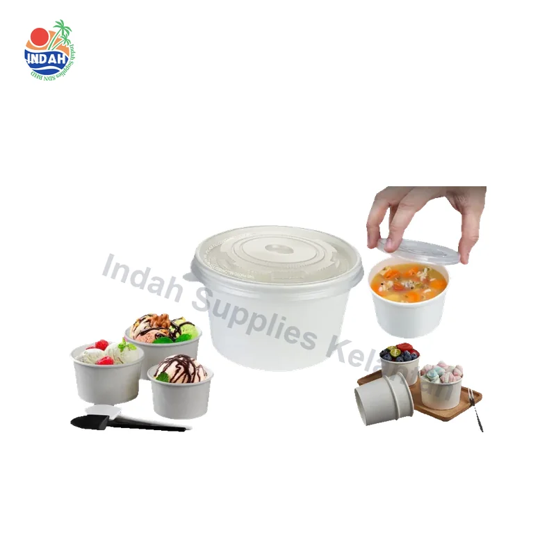 Mangkuk Kertas Putih 390ml (50pcs) Lid Dijual Asing Oden