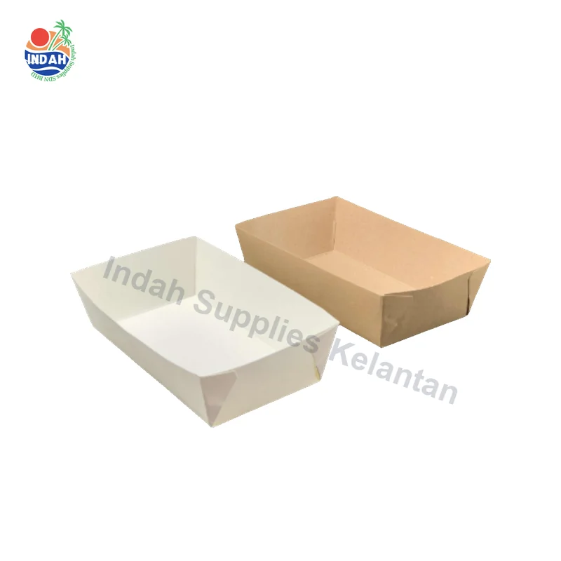 Paper Tray 50pcs Food Grade Disposable - White / Brown