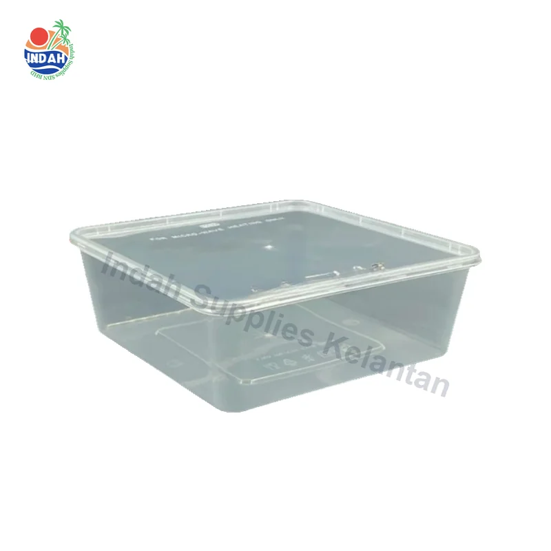 Square Plastic Food Container 2000ml With Lid 5pcs — Indah Plastic Trading Kelantan