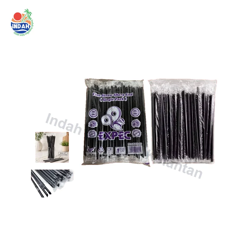 Straw Hitam 8mm Pembungkusan Individu