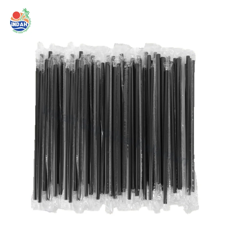 Straw Hitam Plastik Individual Pack 8mm 6mm Disposable — Indah Plastic Trading Kelantan