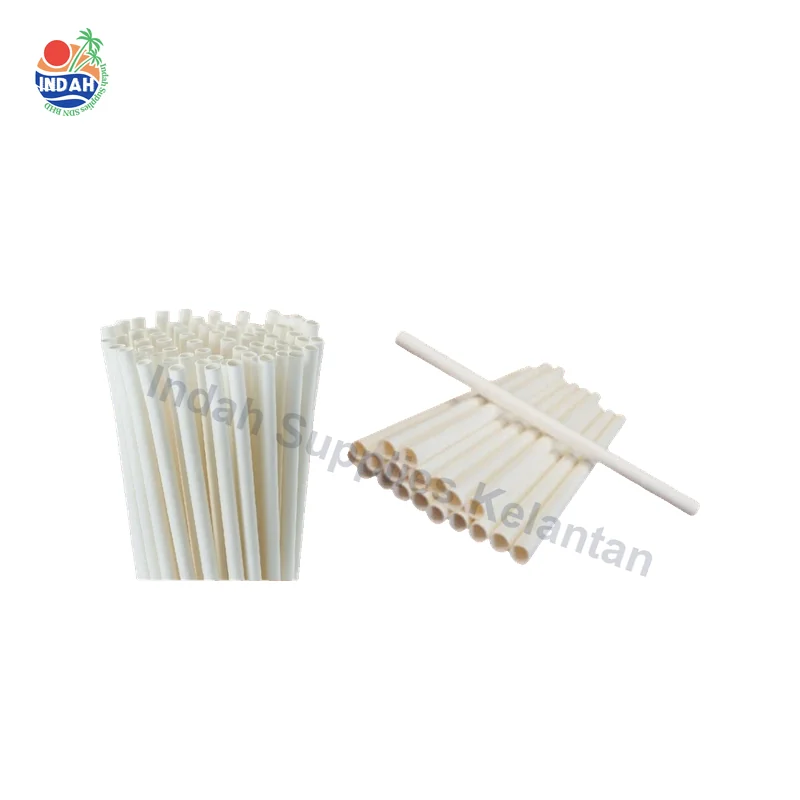 Straw Kertas Hujung Rata Putih 6mm/12mm 100pcs