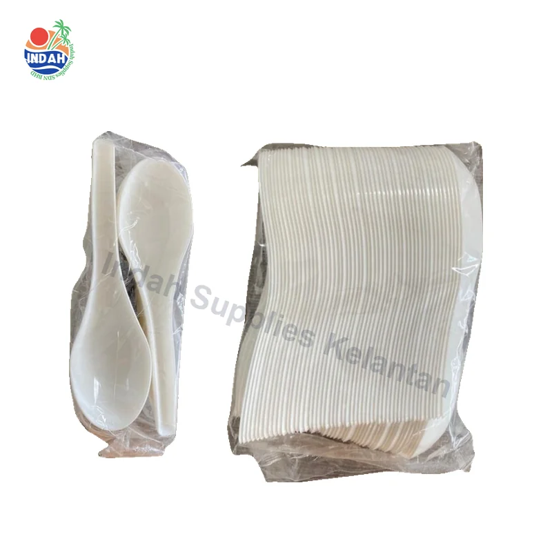 Sudu Besar Putih Disposable Plastic Cutlery Soup Spoon 0.2kg — Indah Plastic Trading Kelantan