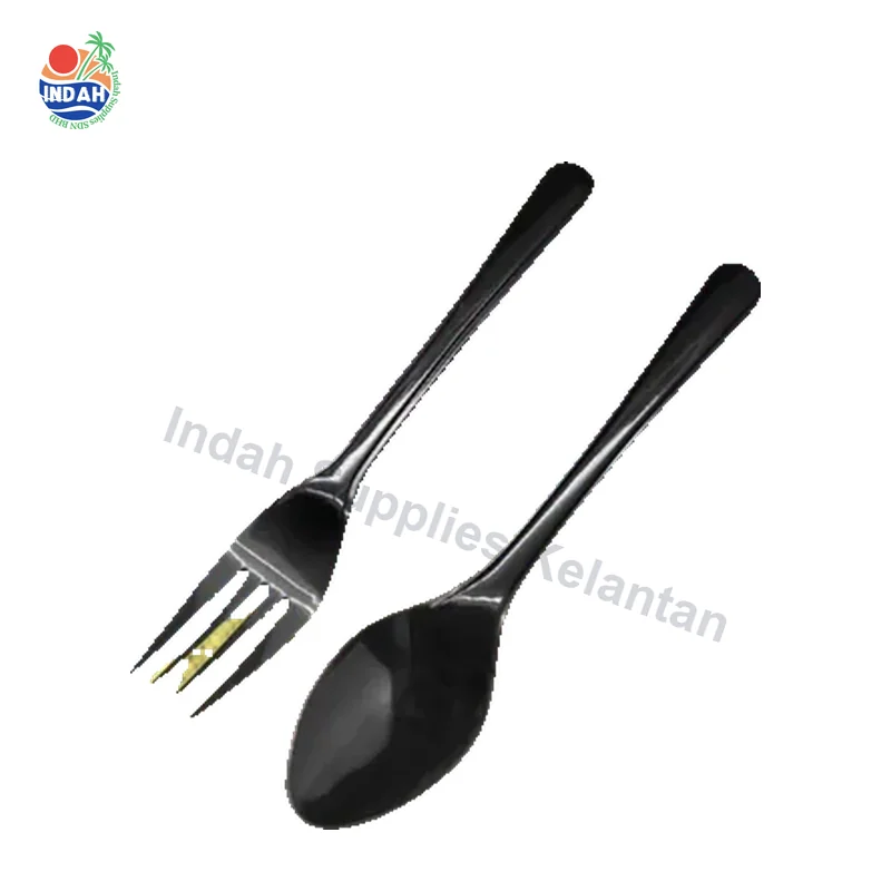 Sudu Garfu Berat 7" Hitam Clear Heavy Duty Disposable