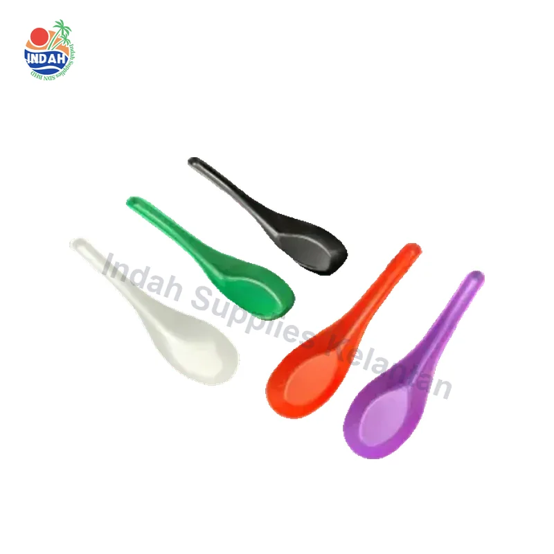 Sudu Plastik Chinese Spoon (80pcs) Clear Putih ABC