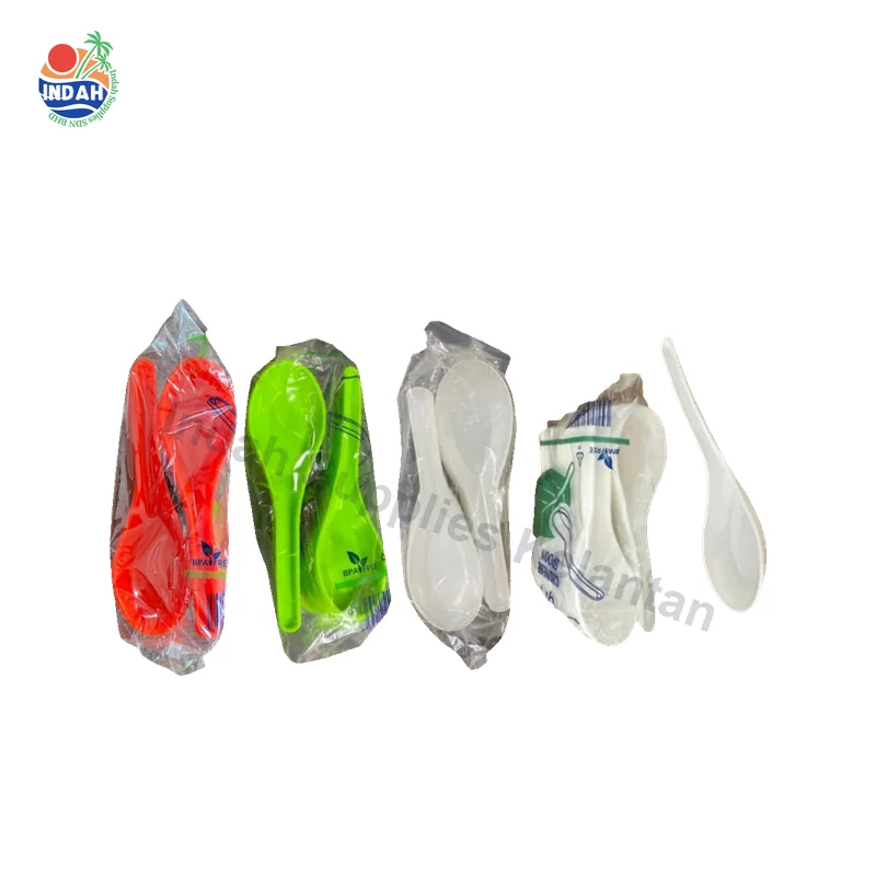 Sudu Plastik Cina Putih Berwarna 80pcs — Indah Plastic Trading Kelantan