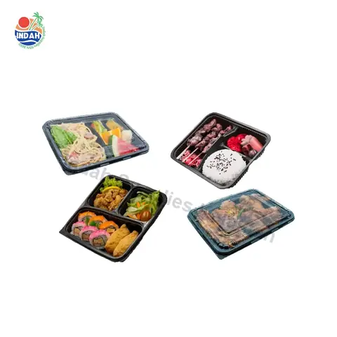 Bekas Bento Bersekat BENXON BT1 BT2 BT3 (50pcs) Hitam Lunch Box