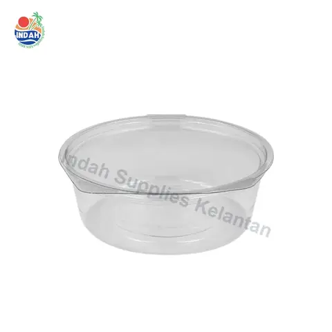 Mangkuk PET BENXON 66-24SMFL (24oz, lutsinar, penutup) — gambar 3