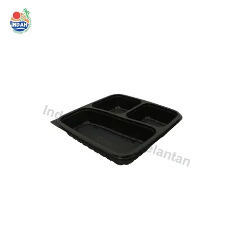 Kotak Makanan BENXON BTB-SQ3C (3 petak, hitam)