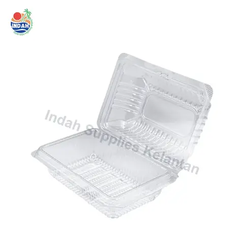 Bekas Makanan Plastik Clear OPS-C13 GO-13 Tray Dengan Kunci 50pcs Disposable
